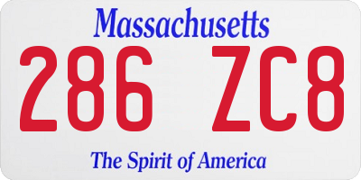 MA license plate 286ZC8