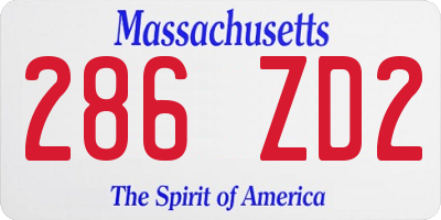 MA license plate 286ZD2
