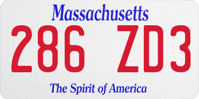 MA license plate 286ZD3
