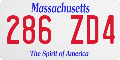 MA license plate 286ZD4