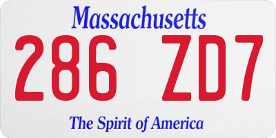 MA license plate 286ZD7
