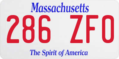 MA license plate 286ZF0
