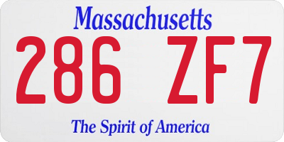 MA license plate 286ZF7
