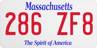 MA license plate 286ZF8