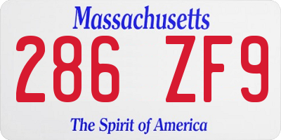 MA license plate 286ZF9