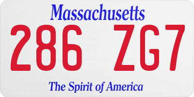 MA license plate 286ZG7