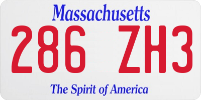 MA license plate 286ZH3