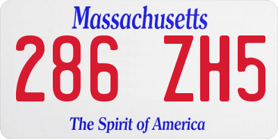 MA license plate 286ZH5