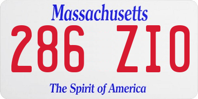 MA license plate 286ZI0