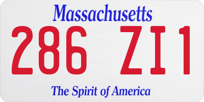MA license plate 286ZI1