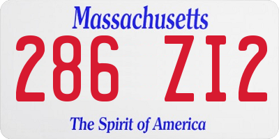 MA license plate 286ZI2