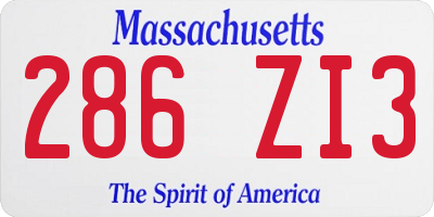 MA license plate 286ZI3