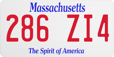 MA license plate 286ZI4
