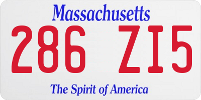 MA license plate 286ZI5