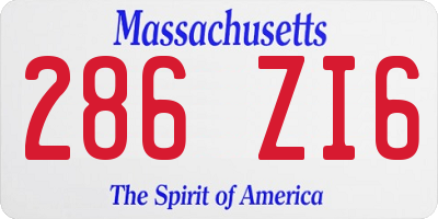 MA license plate 286ZI6