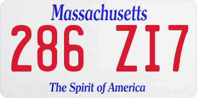 MA license plate 286ZI7