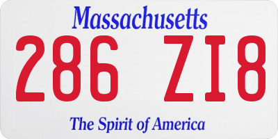 MA license plate 286ZI8