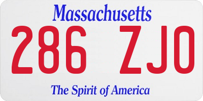 MA license plate 286ZJ0