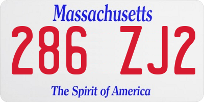 MA license plate 286ZJ2