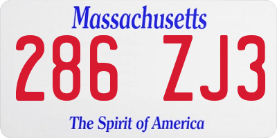 MA license plate 286ZJ3