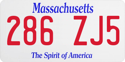 MA license plate 286ZJ5