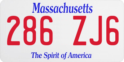MA license plate 286ZJ6