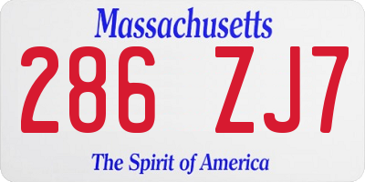 MA license plate 286ZJ7