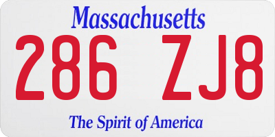 MA license plate 286ZJ8