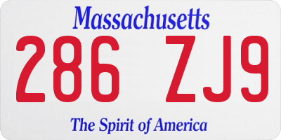 MA license plate 286ZJ9