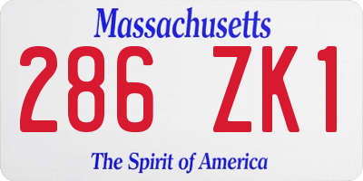 MA license plate 286ZK1