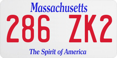 MA license plate 286ZK2