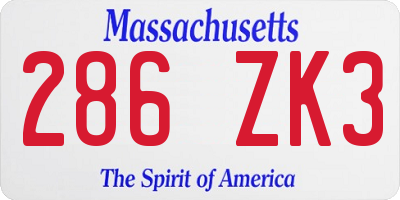 MA license plate 286ZK3