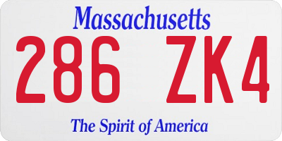 MA license plate 286ZK4