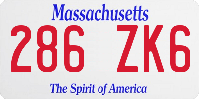 MA license plate 286ZK6