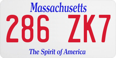 MA license plate 286ZK7