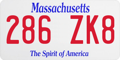 MA license plate 286ZK8