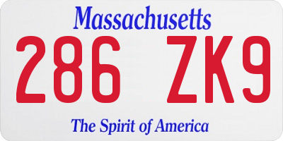 MA license plate 286ZK9