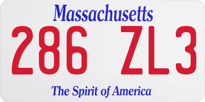 MA license plate 286ZL3