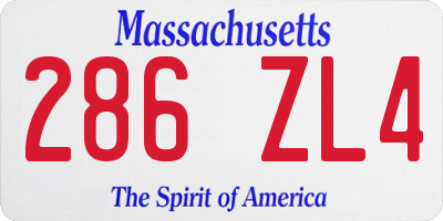 MA license plate 286ZL4