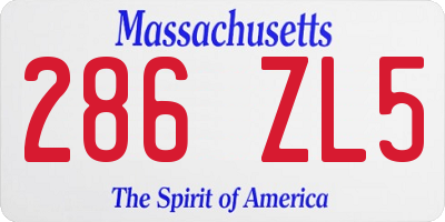 MA license plate 286ZL5