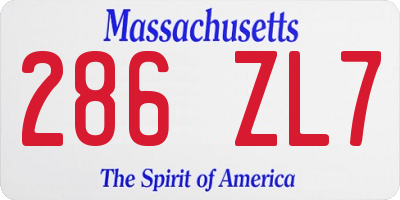 MA license plate 286ZL7