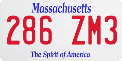 MA license plate 286ZM3
