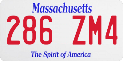 MA license plate 286ZM4