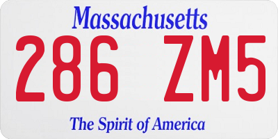 MA license plate 286ZM5