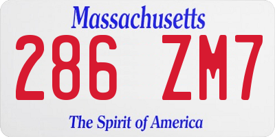 MA license plate 286ZM7