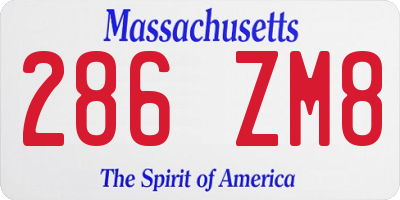 MA license plate 286ZM8