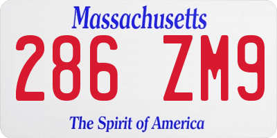 MA license plate 286ZM9