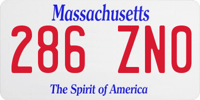 MA license plate 286ZN0