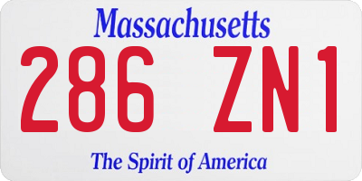 MA license plate 286ZN1