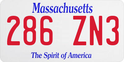 MA license plate 286ZN3